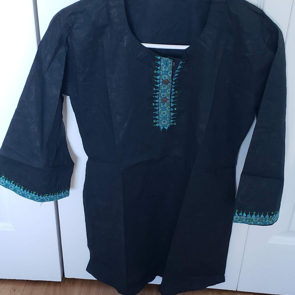 Self print black Kurti